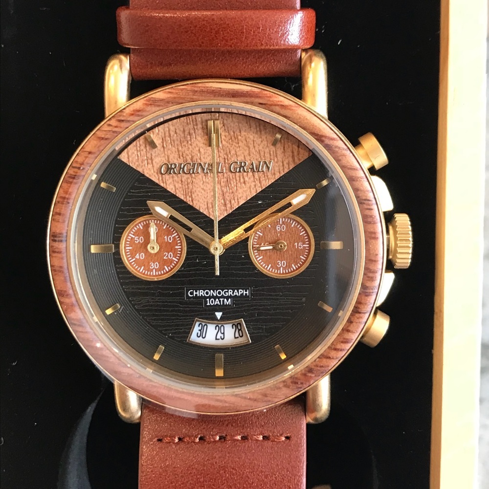 Original Grain Cognac Chrono Watch Brand New